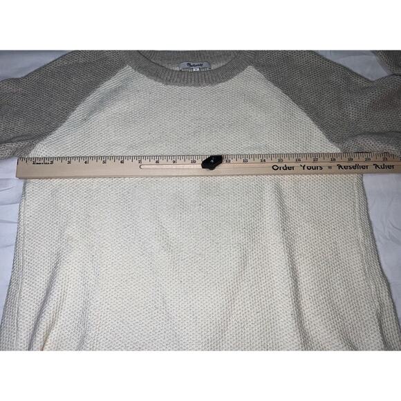 Madewell Province Sweater Womens Size S Cream/ Gray 2-tone Open Back Waffle Knit - Picture 8 of 14
